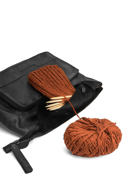 Muud Jeanne Project Bag – Small Leather Knitting Project Bag