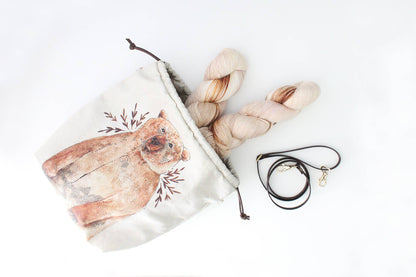 Bruno the Brown Bear | Project Bag | Drawstring Bag