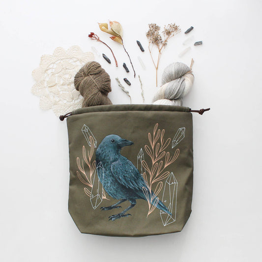 Amber the Raven | Project Bag | Drawstring Bag