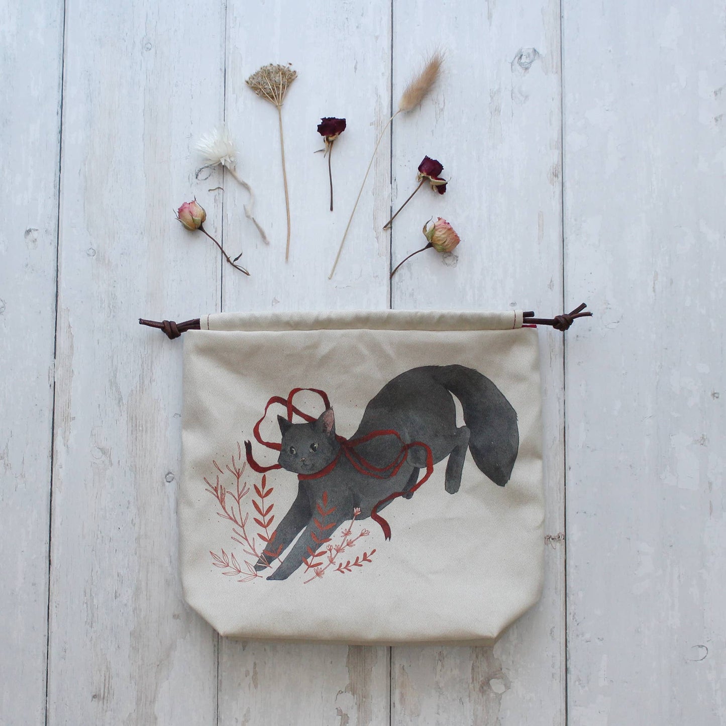 Noctis the Black Cat | Project Bag | Drawstring Bag