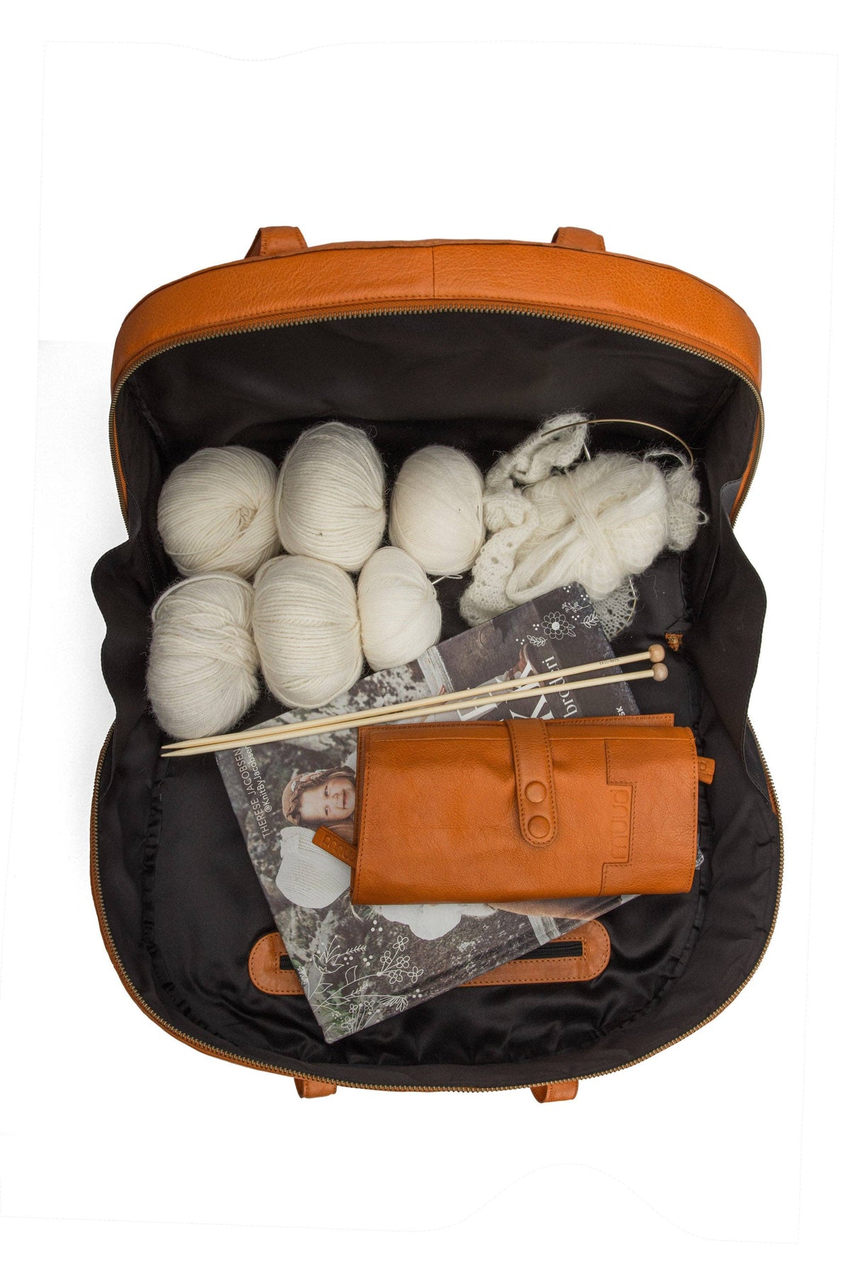 Muud Julia Project Bag – Large Leather Knitting & Travel Bag