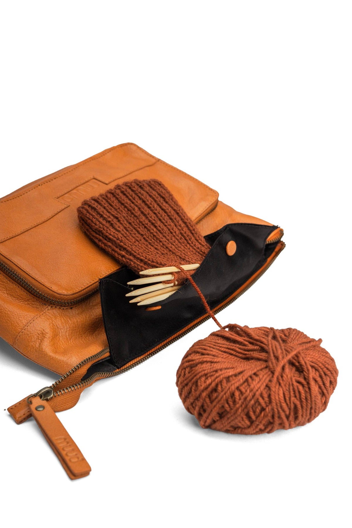 Muud Jeanne Project Bag – Small Leather Knitting Project Bag