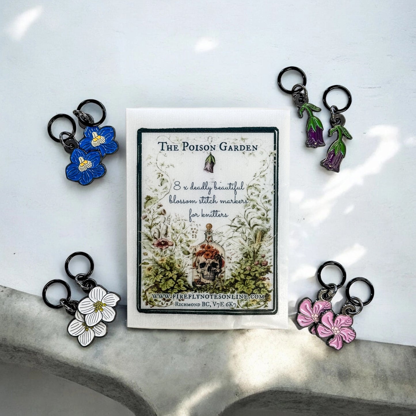 Firefly Notes Poison Garden Stitch Marker Set with Skull Tin – Limited Edition