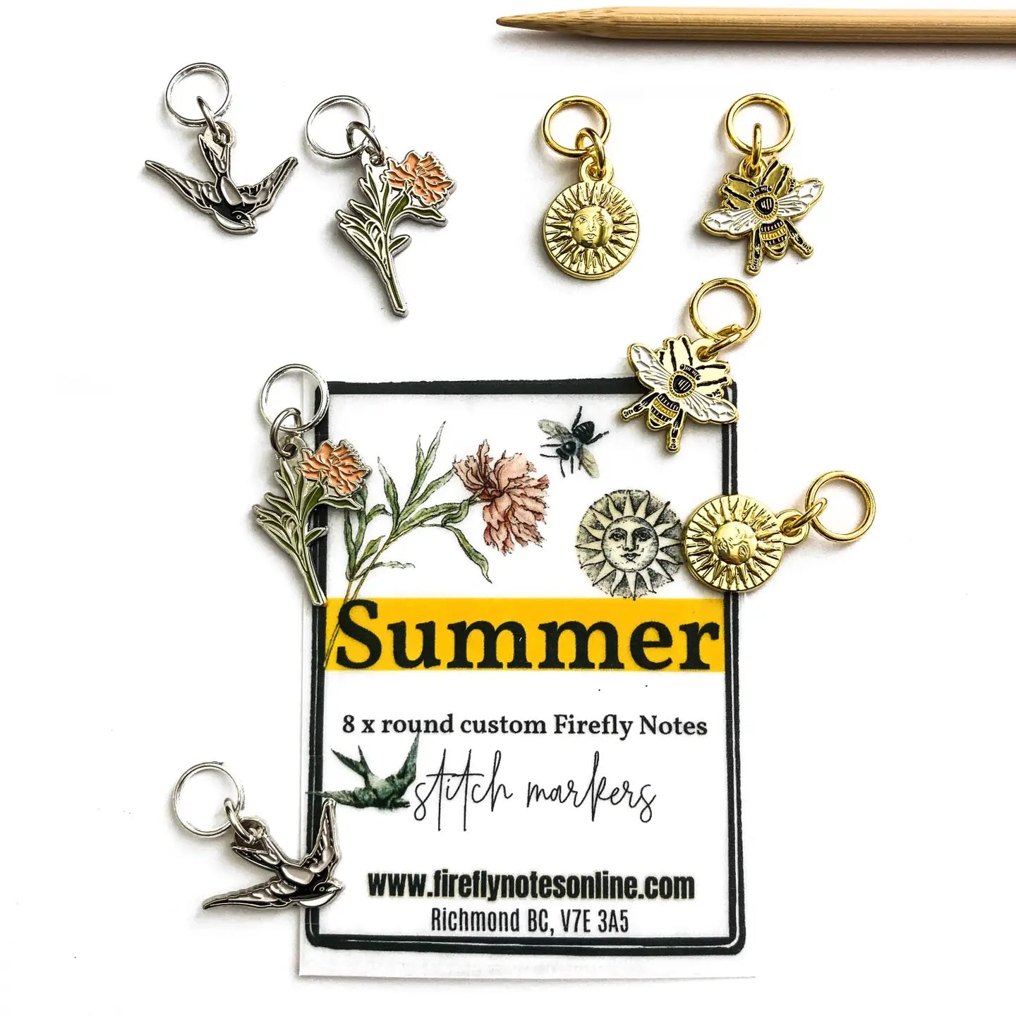 Firefly Notes Summer Stitch Marker Set – Enamel Stitch Markers | 8 Pack