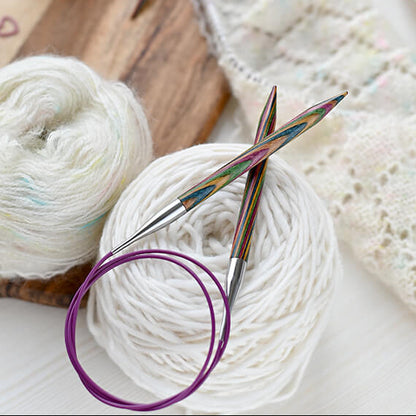 Symfonie Fixed Circular Knitting Needles on ball of wool
