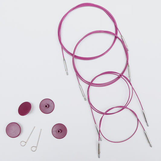 KnitPro Stainless Steel Fixed Cables - Purple Fixed Cables